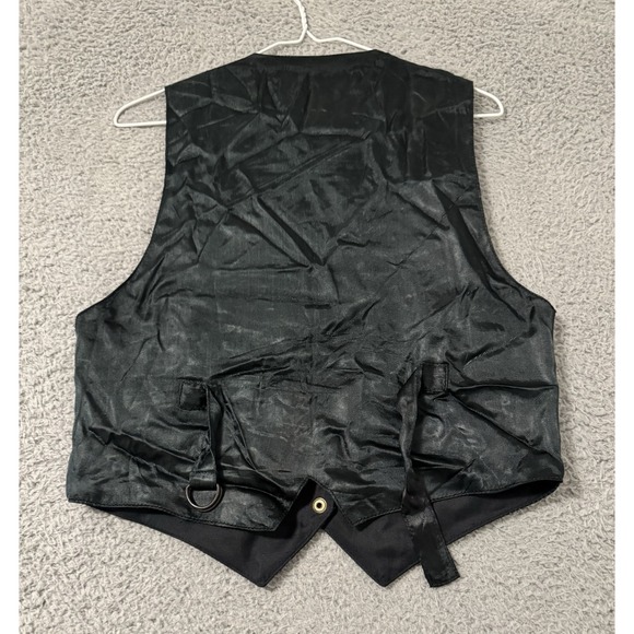 Cowboy Leather Vest Mine Bills Outfitters Medium Western Biker Black Fringe Mens - Picture 5 of 8